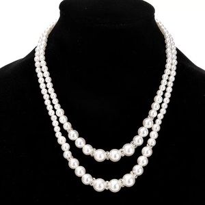 Faux pearl double layer necklace